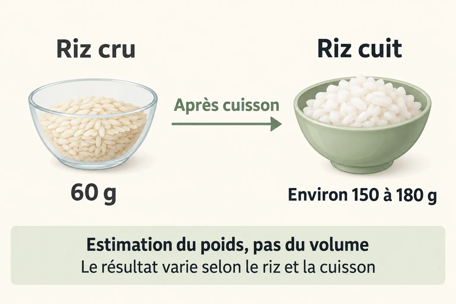 infographie pédagogique — combien de gramme de riz par personne