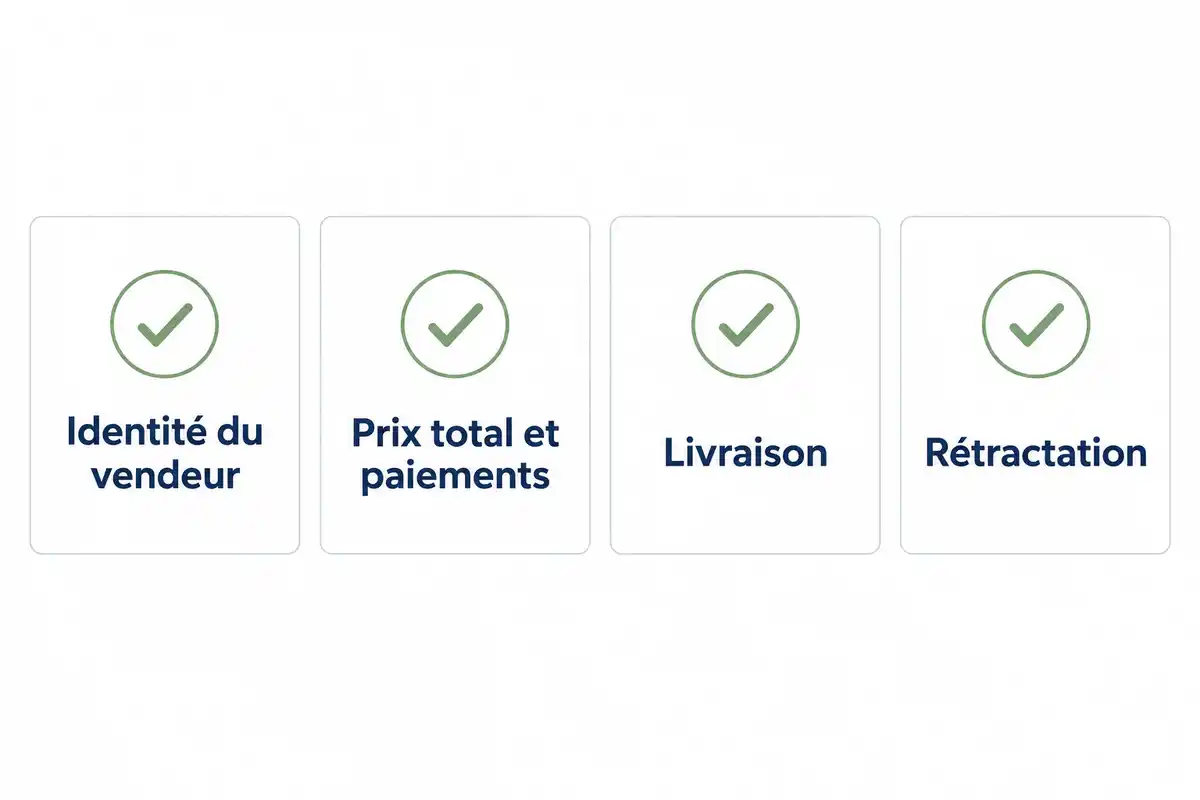 Avant un achat en ligne, vérifiez l’identité du vendeur, le coût total, la livraison et les conditions de rétractation.