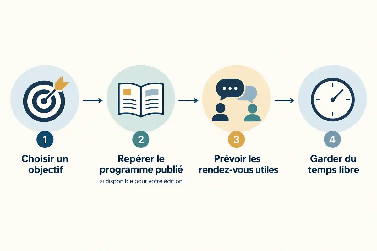 Hiérarchiser sa visite en choisissant un objectif, en repérant le programme disponible et en gardant du temps libre pour s’adapter.