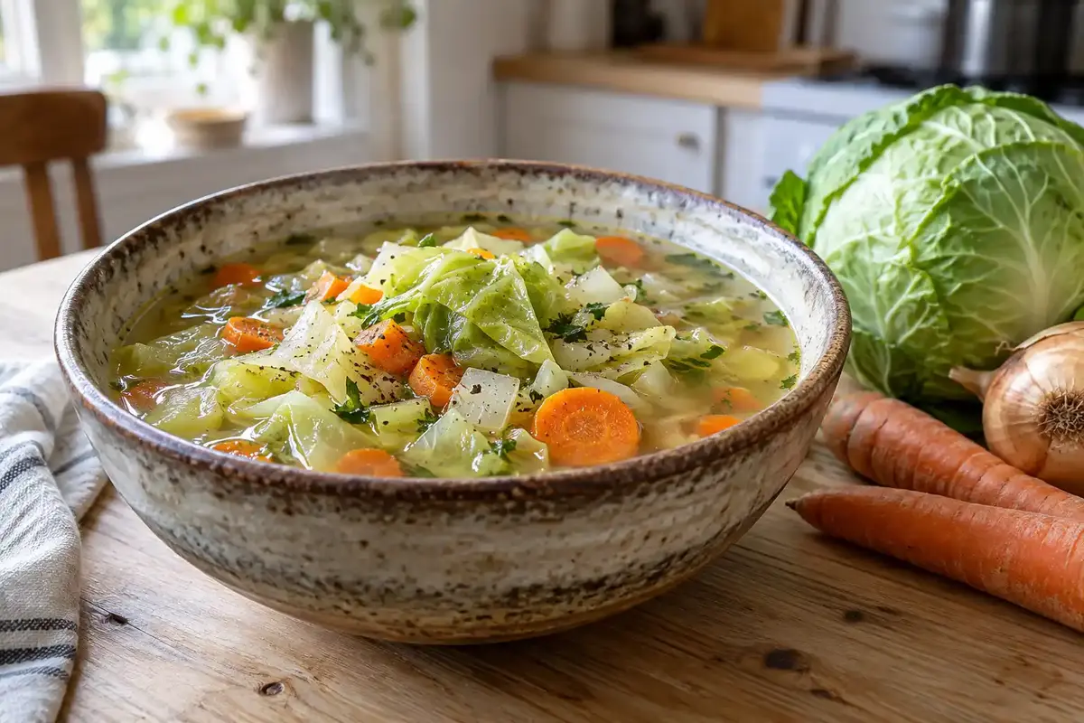 Cette recette de soupe aux choux présente un plat mijoté maison, sans prétendre définir à elle seule un régime équilibré ni garantir une perte de poids.