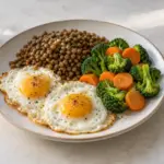 Repères sur les protéines quotidiennes : une alimentation variée illustre les sources possibles, sans indiquer de quantité à consommer.