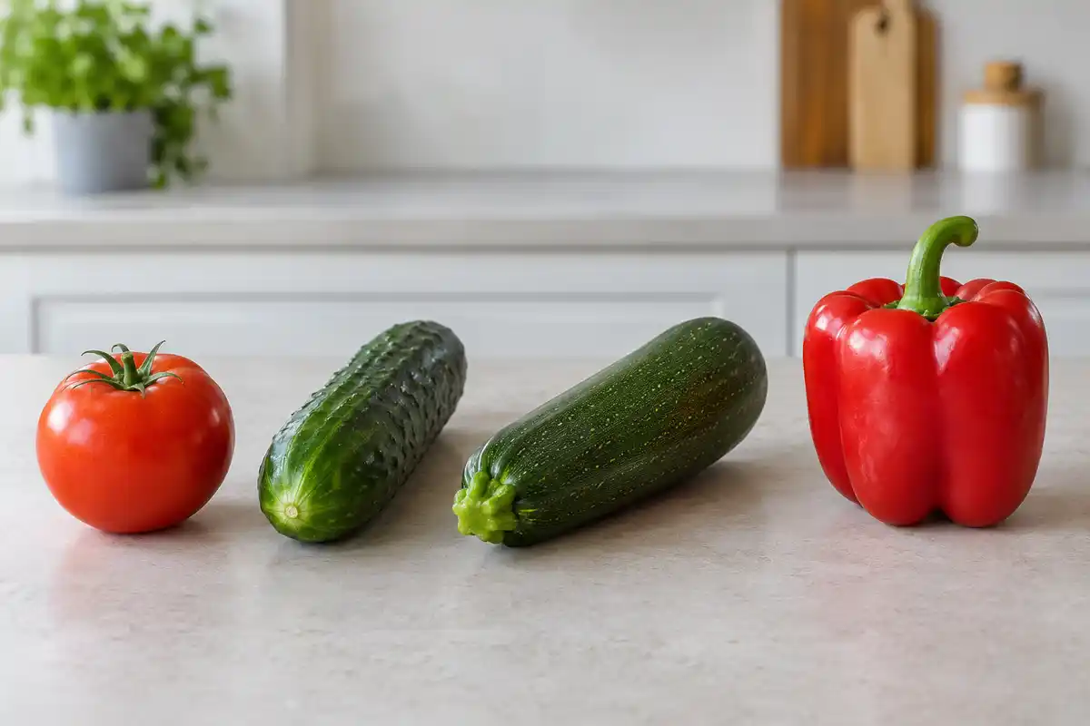 Tomate, concombre, courgette et poivron partagent le classement botanique de fruits malgré leur usage courant comme légumes en cuisine.